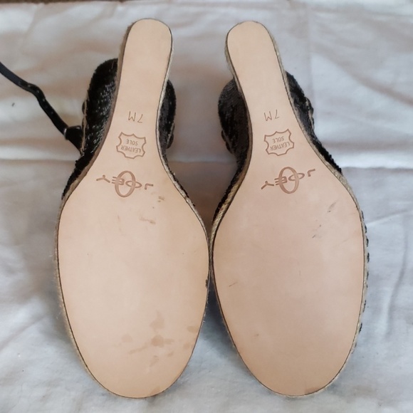 Joey O black sequin ankle strap 3.5" wedges - Picture 3 of 4